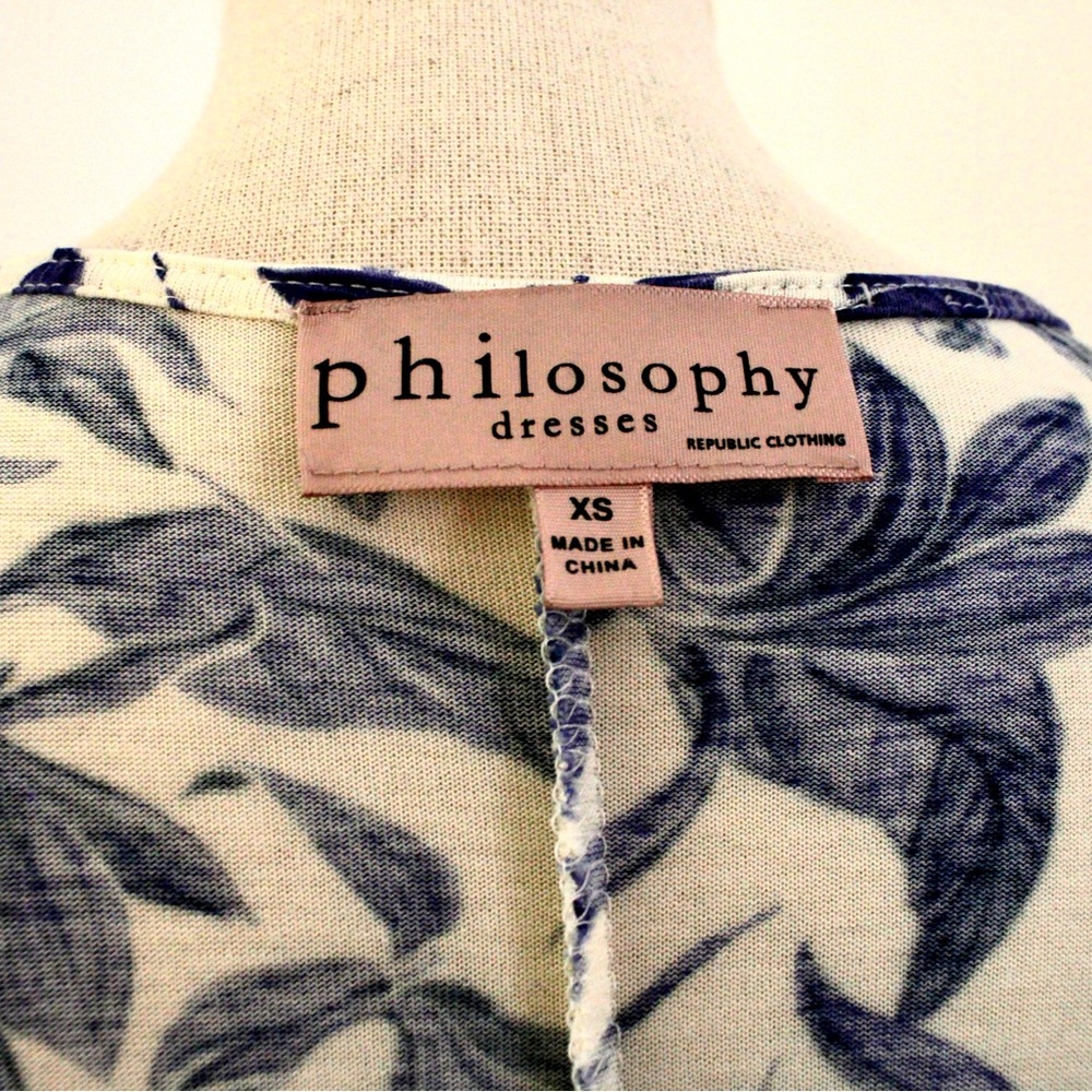 Philosophy Women's Sleeveless Lightweight Floral Majolica Blue & White Dress XS - Picture 5 of 9